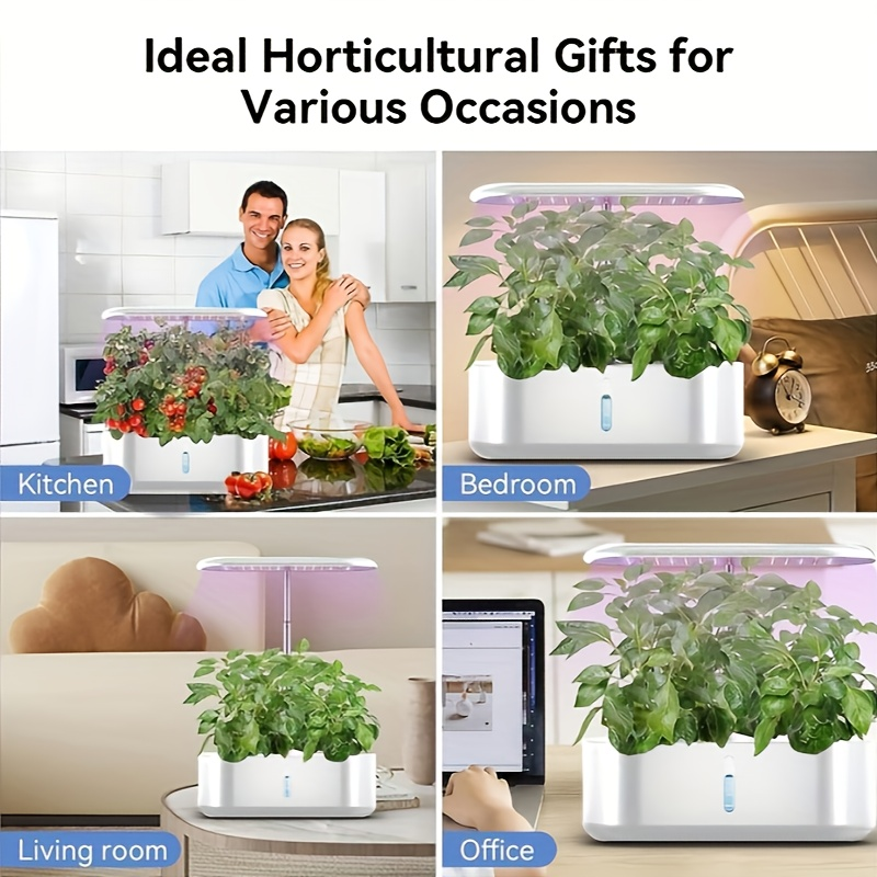 Hydroponic Garden Kit 10 Pods Indoor Herb Garden | 24W LED Grow Light Auto Timer 1-Gal Tank Quiet Pump Nutrients | Vegetables Flowers Year-Round Harvest