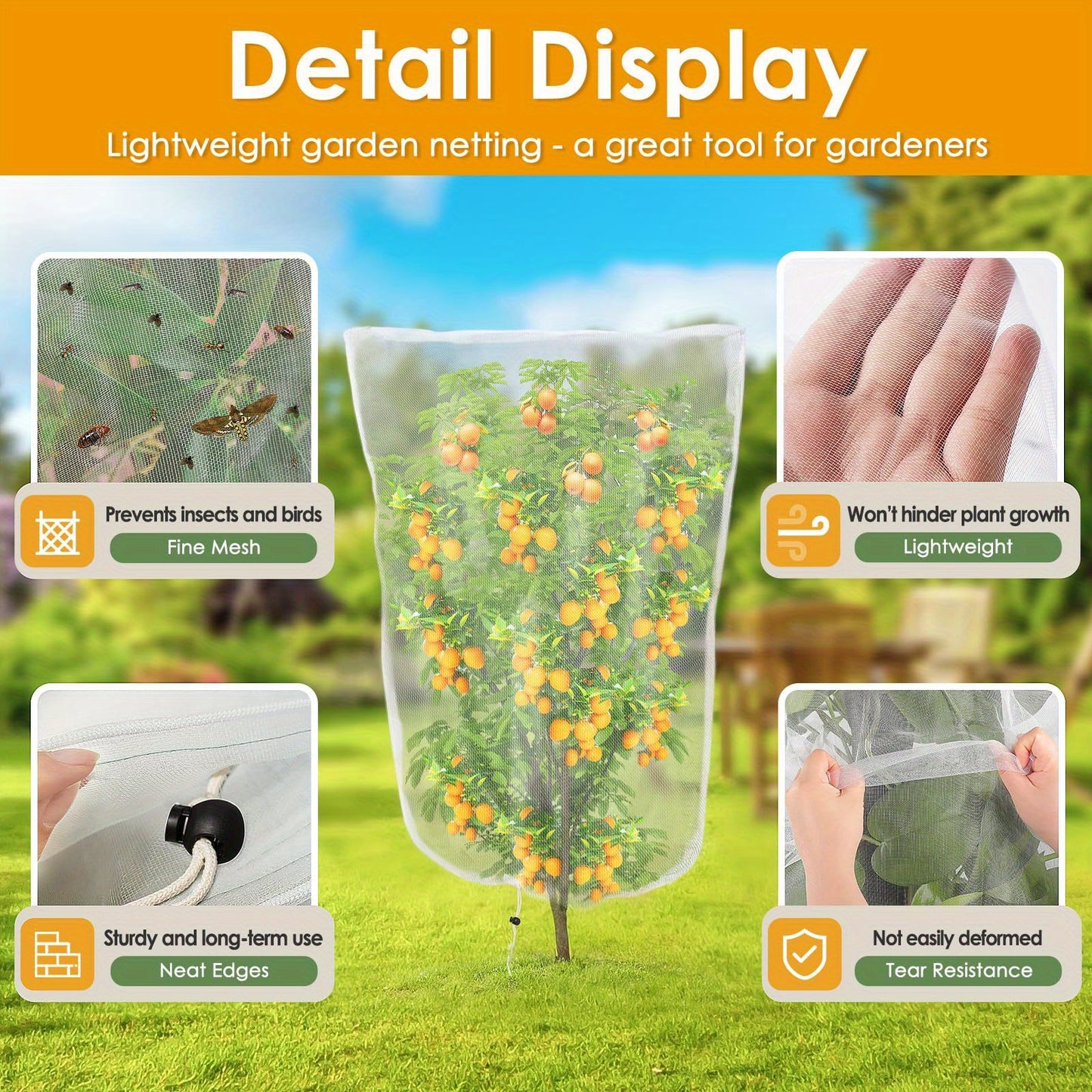 Garden Netting | Plant Protection Bags Drawstring Insect Bird Barrier