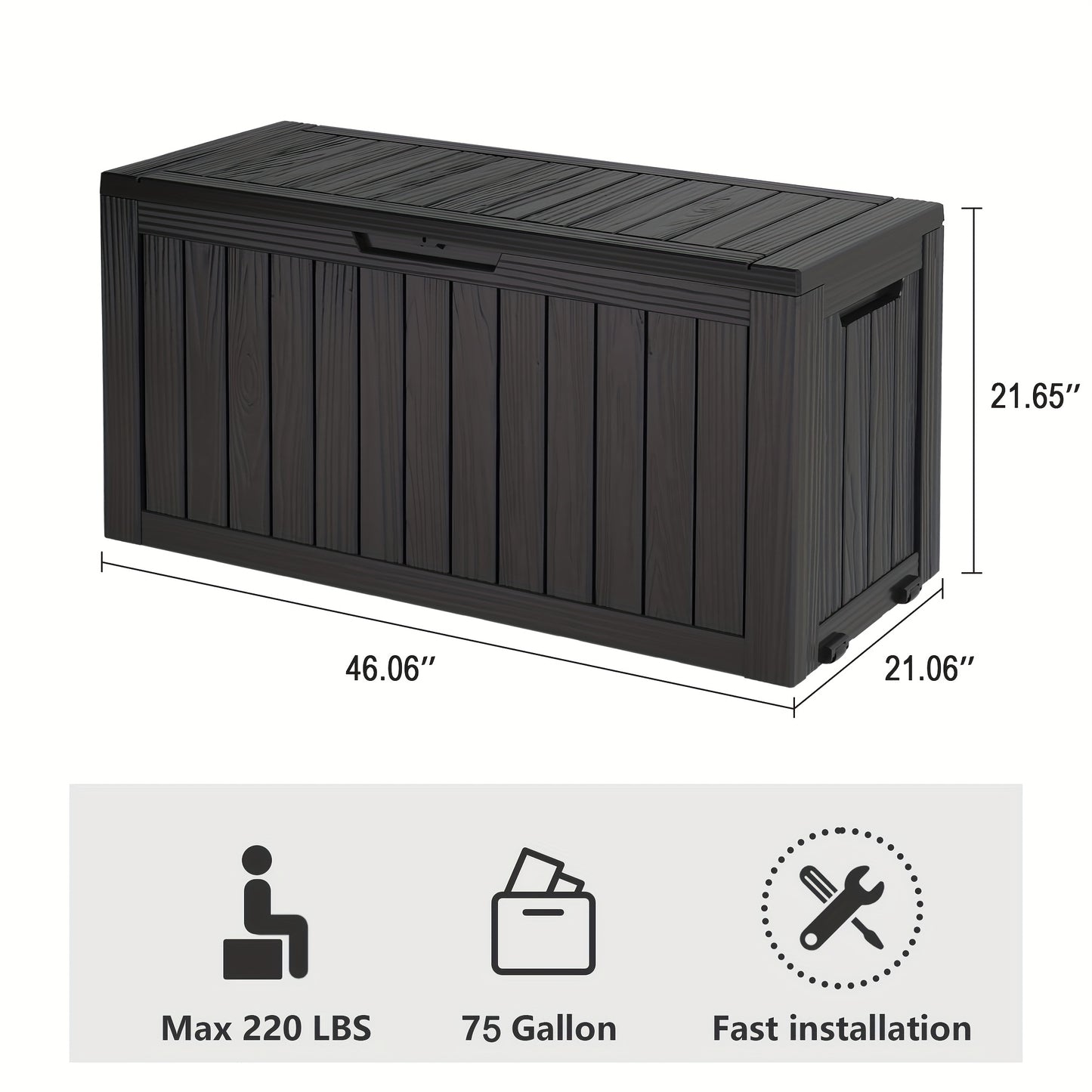 Deck Box Outdoor Storage Lockable Resin | Patio Garden Pool Cushions