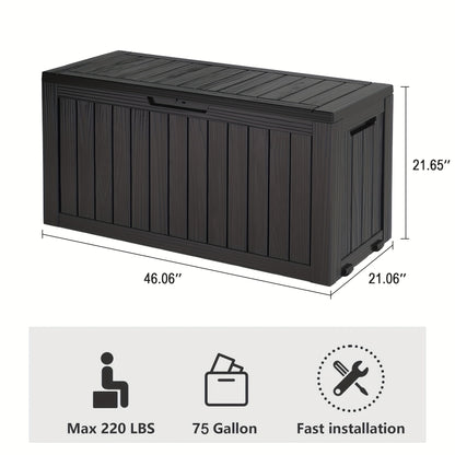 Deck Box Outdoor Storage Lockable Resin | Patio Garden Pool Cushions