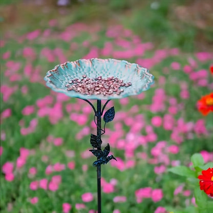 Bird Bath | Lotus Leaf Metal Green Garden Courtyard Feeder Outdoor