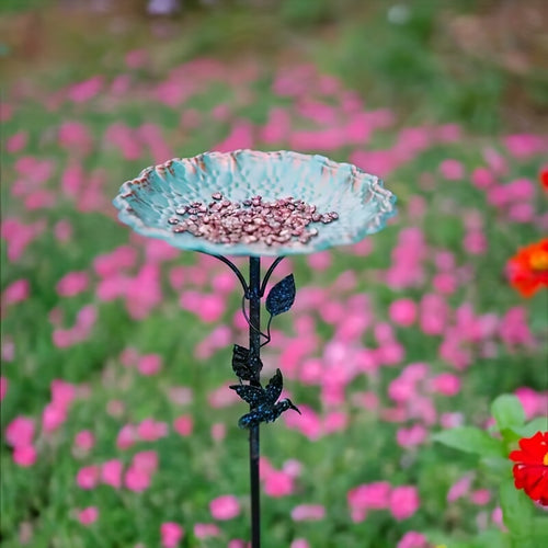 Bird Bath | Lotus Leaf Metal Green Garden Courtyard Feeder Outdoor