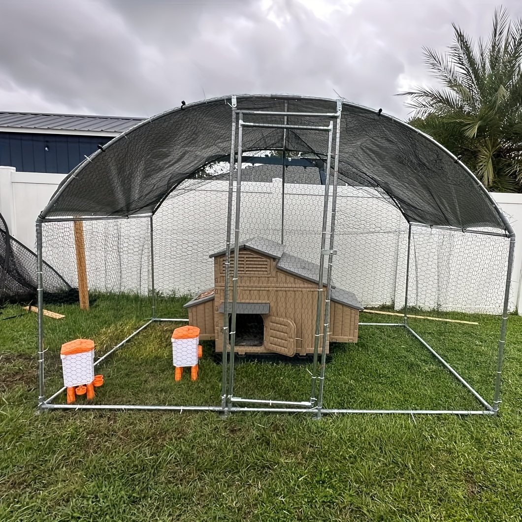 Walk-in Chicken Coop Large Heavy-Duty Metal Poultry Pen with Waterproof UV-Proof Roof Cover - Outdoor Backyard Farm Enclosure for Chickens Ducks Geese Rabbits, Multiple Sizes