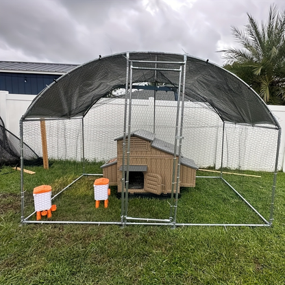 Walk-in Chicken Coop Large Heavy-Duty Metal Poultry Pen with Waterproof UV-Proof Roof Cover - Outdoor Backyard Farm Enclosure for Chickens Ducks Geese Rabbits, Multiple Sizes