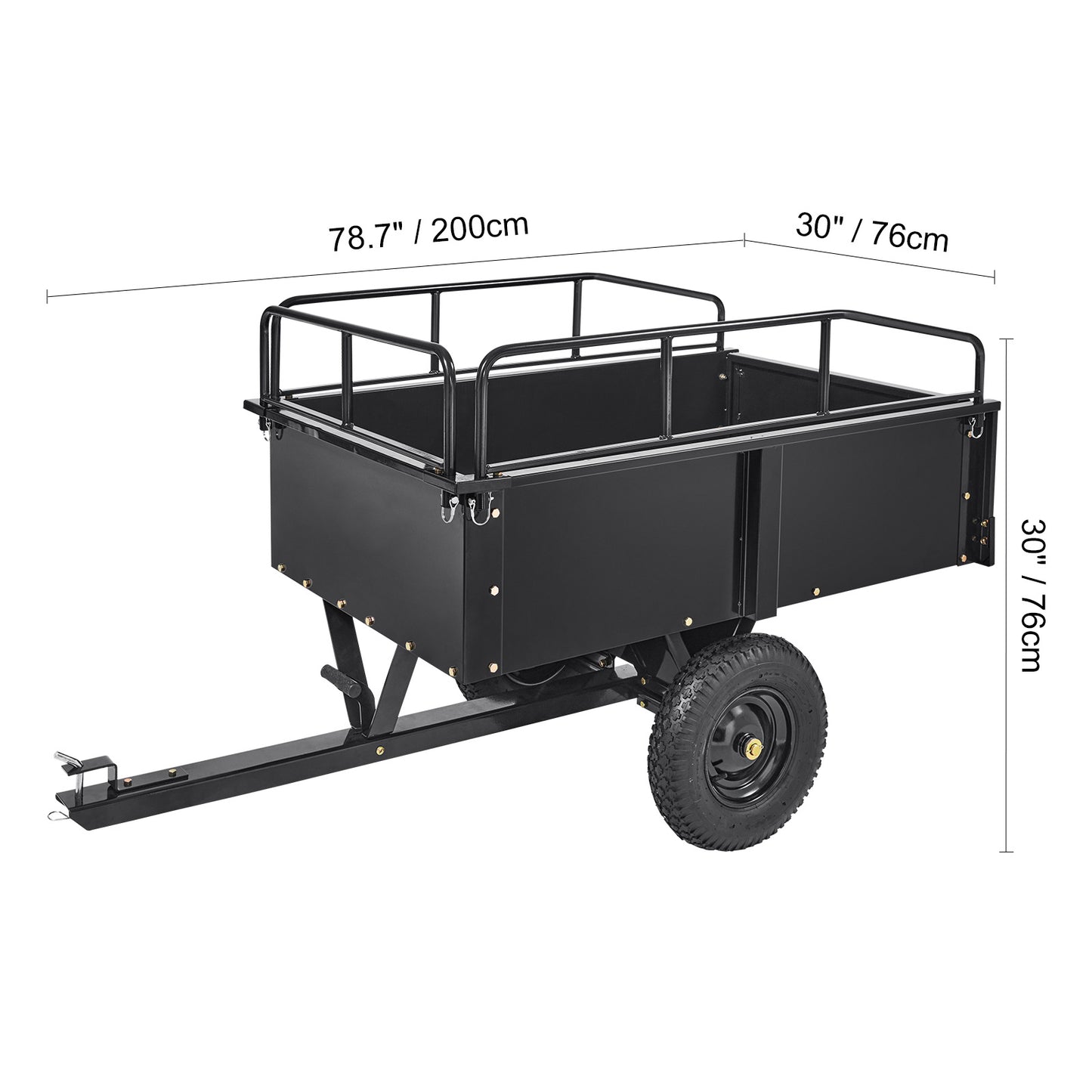 Tow Behind Dump Cart ATV Trailer 750-1500 lbs, Heavy Duty Steel Garden Dump Trailer 12-15 Cu Ft with Removable Sides & Pneumatic Tires for Mowers, Tractors, UTV