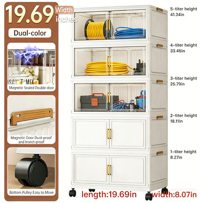 Foldable Outdoor Storage Cabinet Rack 4-5 Tier Garden Organizer