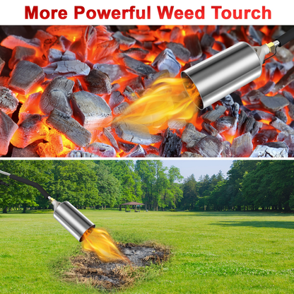 Weed Burner Torch Propane with 10ft Hose & Turbine Trigger, High-Output Flame Weeder with 1lb Cylinder Converter for Garden Weeding, Ice & Snow Melting, Wood Burning, Outdoor Use – Gas Tank Not Included
