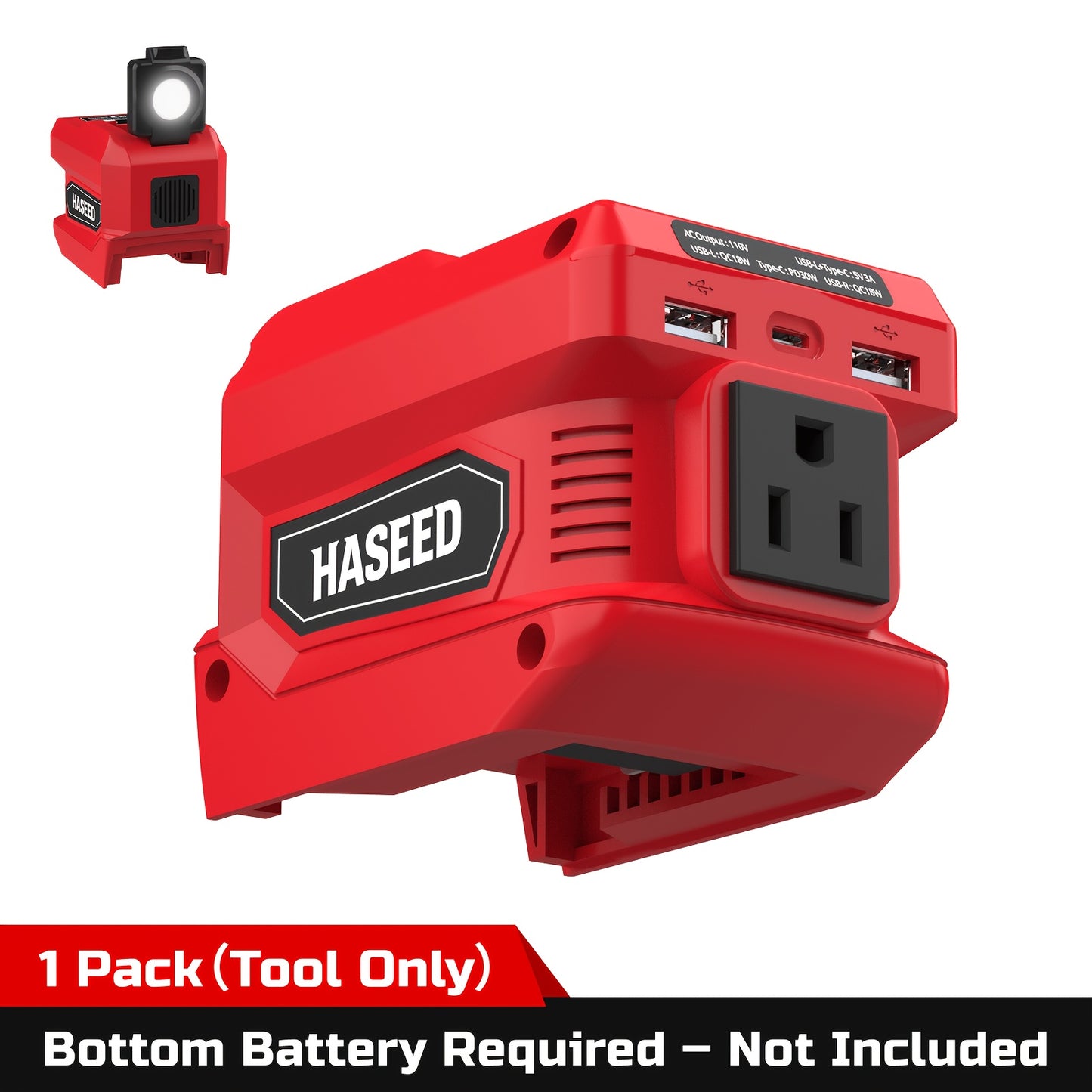 Power Inverter 220W for 18V Battery - DC 18V to AC 110V Portable Generator for Camping, Emergency, Mobile Work, Compatible with Ryobi Milwaukee (Battery Not Included)