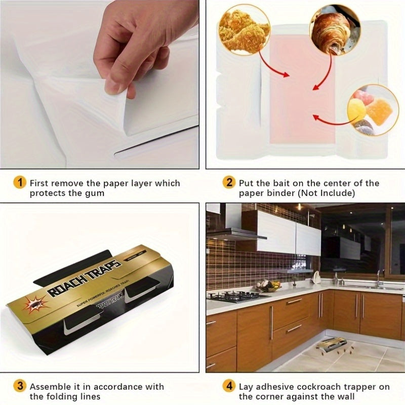 Cockroach Glue Traps Indoor – Roach Killer Sticky Trap Motel 10/20 Pack, Non-Toxic Roach Catcher for Kitchen Bathroom Basement