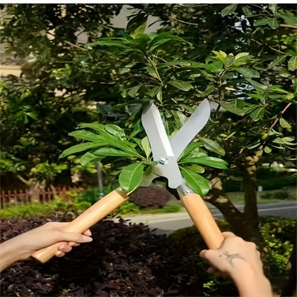 Hedge Shears 11-Inch Extra-Long Carbon Steel Blade, Heavy Duty Garden Scissors with Ergonomic Walnut Handle for Lawn Edging, Bushes, Hedges & Topiary Trimming