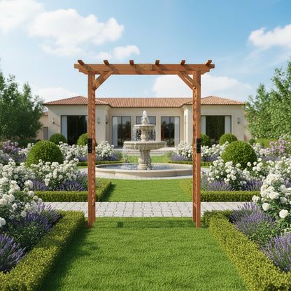 Wood Garden Arbor 7ft Fir Pergola Trellis Climbing Plants Roses