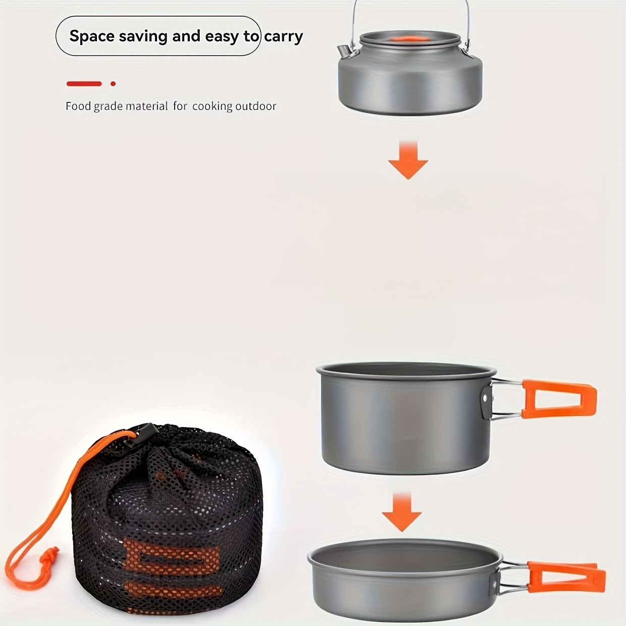 Outdoor Camping Cookware Set | Portable Aluminum Alloy Cooking Pot Pan Kettle Kit | Lightweight Backpacking Hiking Travel Picnic BBQ Gear for Family Camp Kitchen