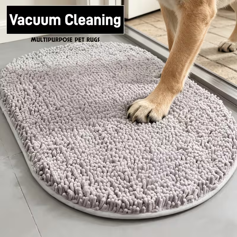 Chenille Dog Door Mat Super Absorbent Muddy Paws Non-Slip Washable Pet Rug Quick Dry Gingham Entryway Mat Indoor Outdoor Multiple Sizes & Colors