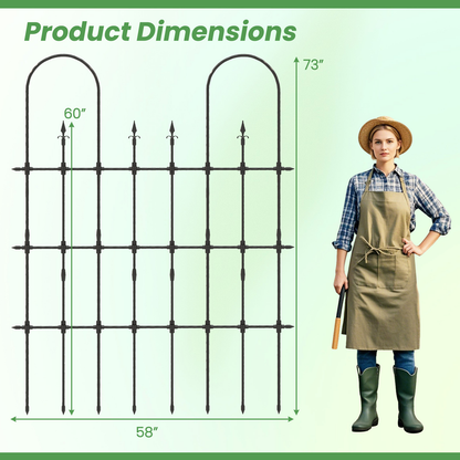 COSTWAY 58"L X 73"H Garden Trellis for Climbing Plants, Outdoor Rose Arch Trellis, Rustproof Metal Plant Support Frame for Raised Bed, Decorative Garden Fence for Vegetable Flower Cucumber Tomato
