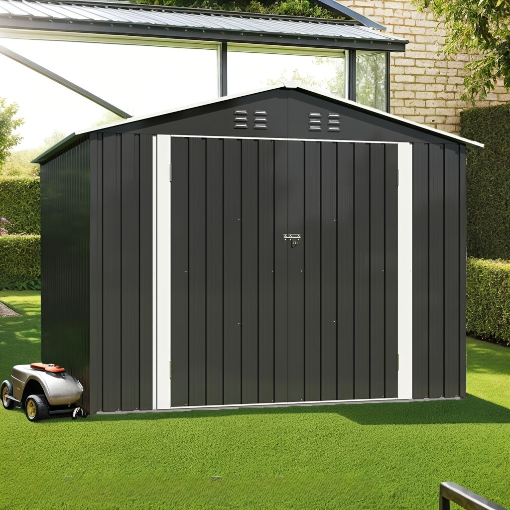 Outdoor Storage Shed | Metal Lockable Backyard Patio Garden Garage