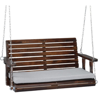 Porch Swing 4 FT Wooden | 880 Lbs Heavy Duty Outdoor Patio Swing with Adjustable Chains, Rustic Farmhouse Style for Yard, Garden, Lawn & Balcony