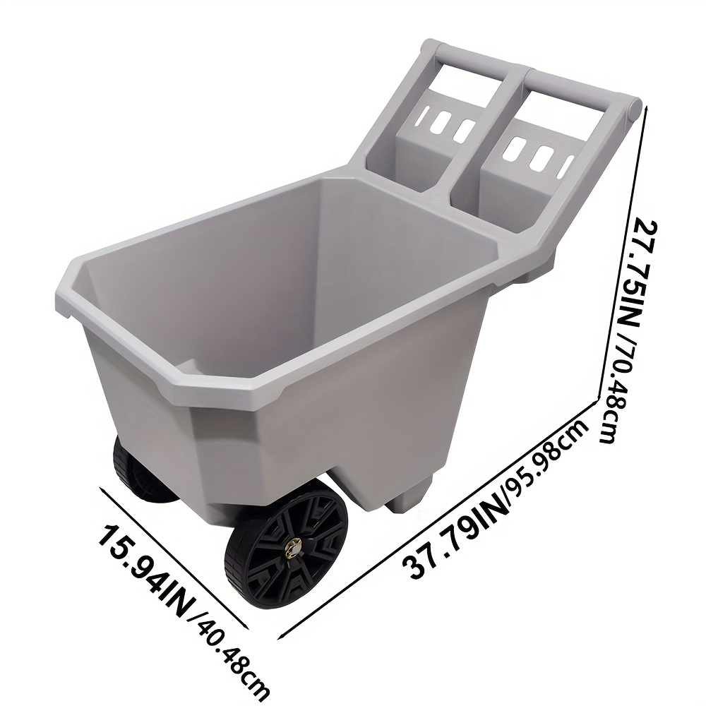 Wheelbarrow 2-Wheel Yard Cart 300 lbs, Push Pull Design with 9-Inch Maintenance-Free Solid Wheels, Heavy Duty Trash & Garden Cart, Gray