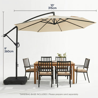 Cantilever Patio Umbrella 10 Ft Offset Hanging Outdoor Umbrella with Crank, Push Button Tilt & Cross Base, Market Umbrella for Patio Deck Pool Backyard, 8 Colors