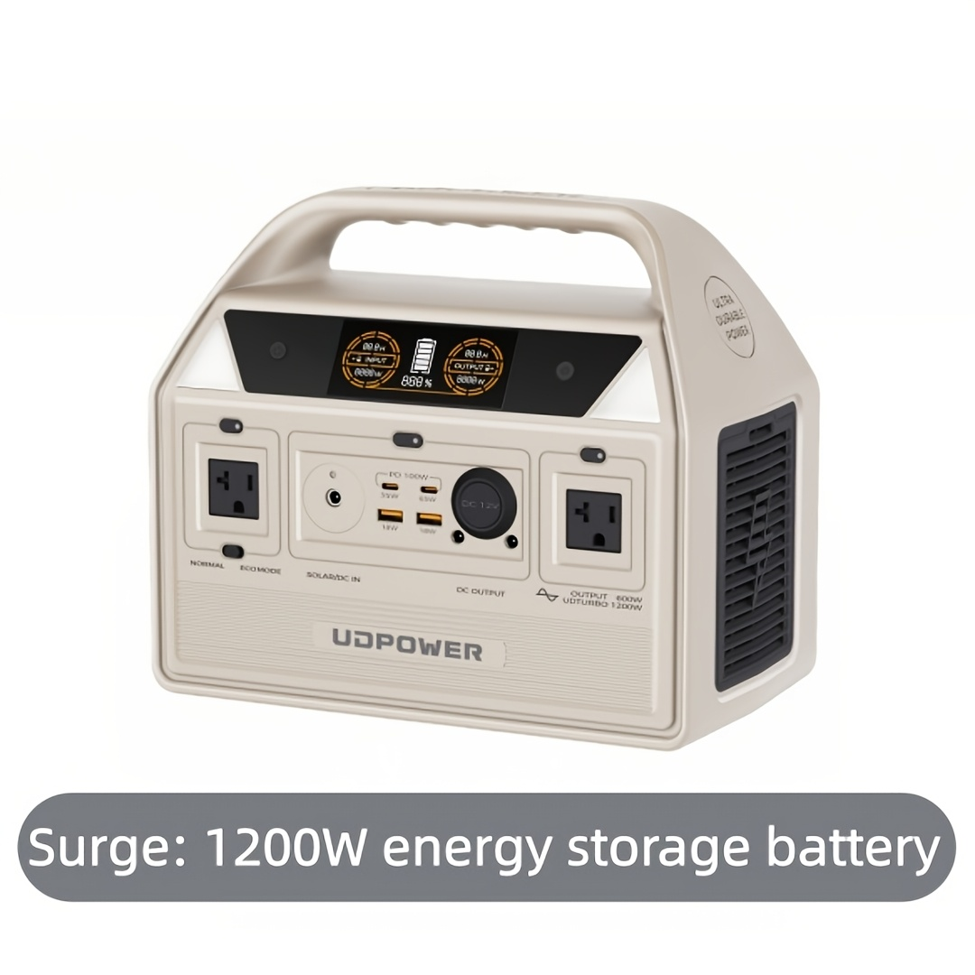 LiFePO4 Power Station 600W 595Wh Solar Generator 9 Outputs AC PD USB-C DC LED for Home Camping RV Travel Emergency Backup Off-Grid Power Supply