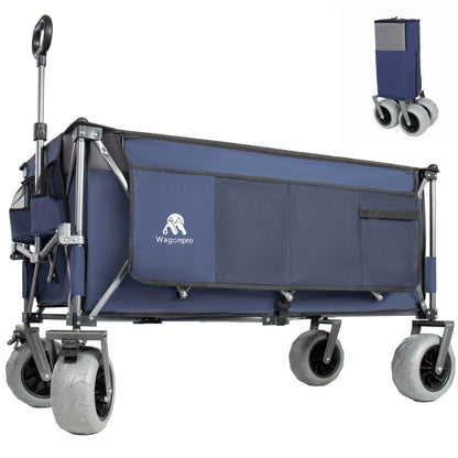 Heavy Duty Folding Wagon 52 Inch Utility Cart 560 lbs Capacity Collapsible Beach Wagon with Ultra-Stable Frame for Garden Sports Camping Outdoor