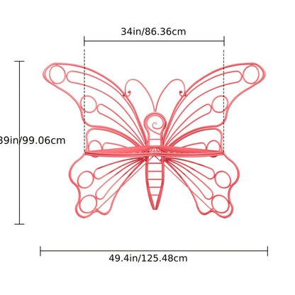 Outdoor Garden Bench 50 Inch Butterfly Design Iron Steel Frame Patio Bench for Porch Lawn Yard Easy Assembly 4 Colors Available