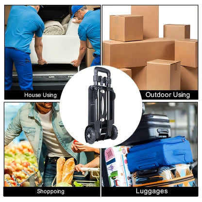 Folding Hand Truck Aluminum Alloy | Portable Trolley Cart for Shopping Moving Camping Travel with 2 or 4 Wheels