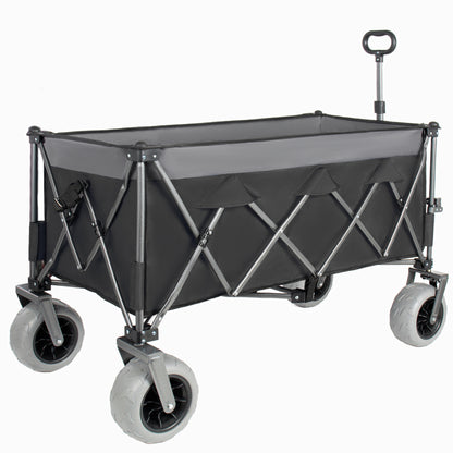 Heavy Duty Folding Wagon 52 Inch Utility Cart 560 lbs Capacity Collapsible Beach Wagon with Ultra-Stable Frame for Garden Sports Camping Outdoor