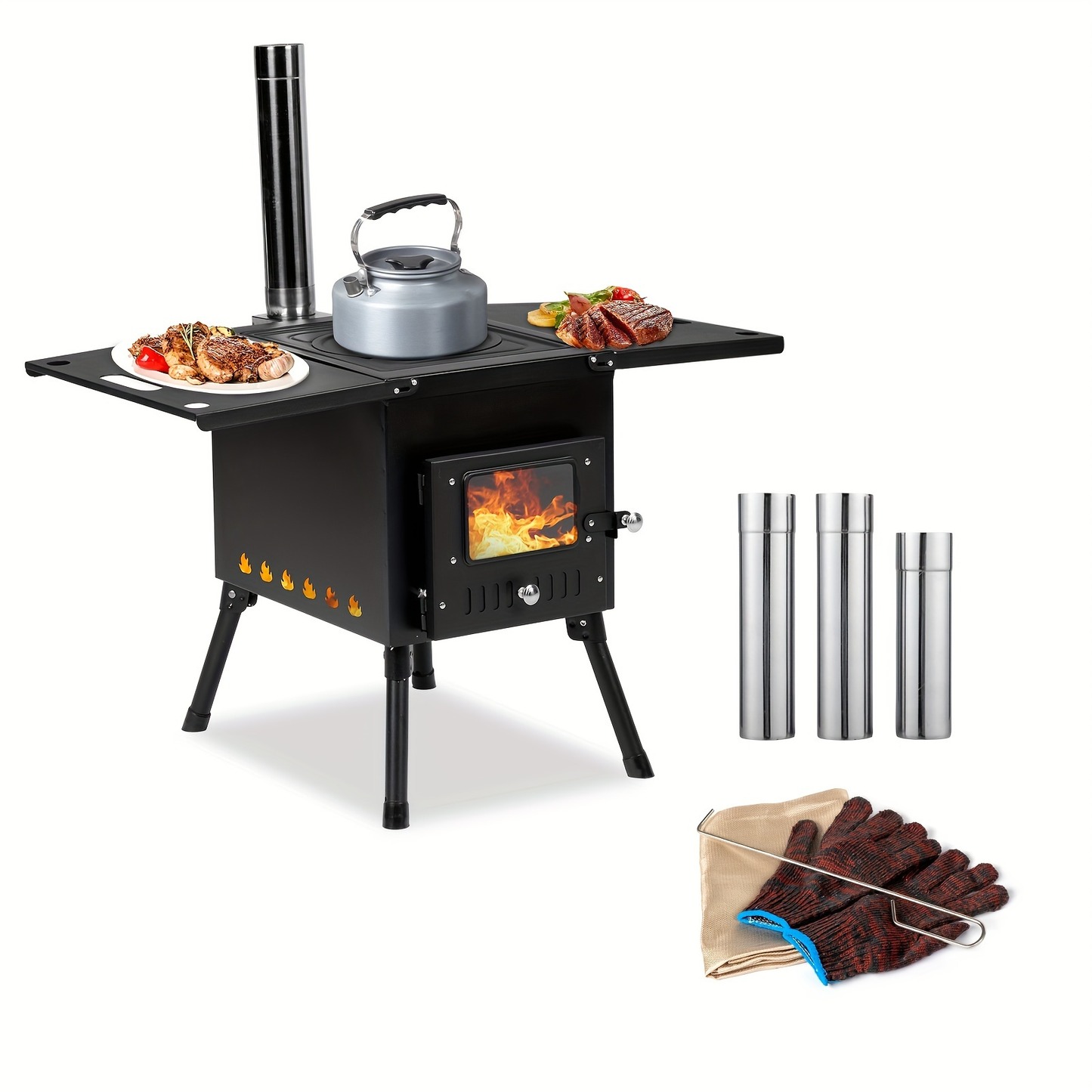 Tent Wood Stove Portable | Camping Heating Cooking Hot Tent Winter