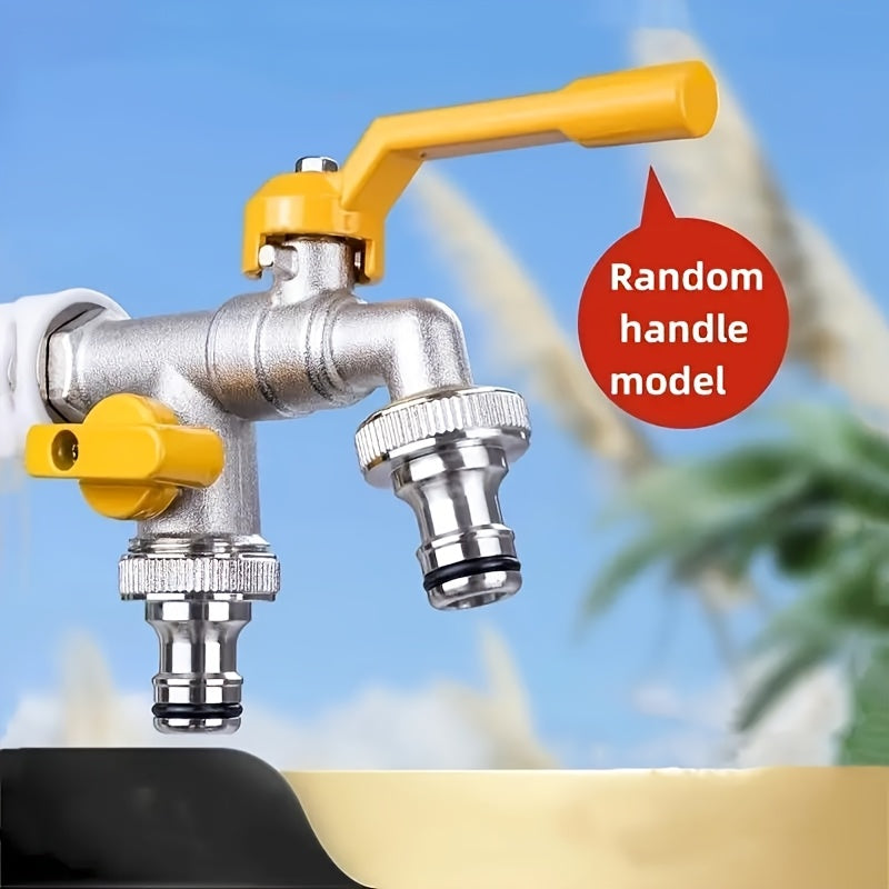 Garden Hose Faucet Dual Outlet Stainless | Outdoor Spigot Sprinkler
