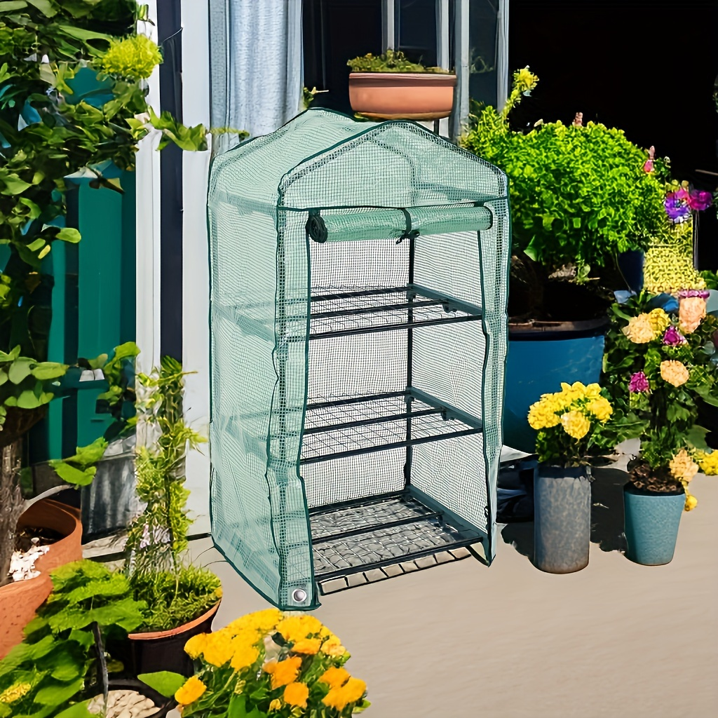 Mini Greenhouse with Steel Frame & Roll-Up Zipper Door | Portable Indoor Outdoor Plant Greenhouse | Weatherproof Rack Stand 2-Tier & 3-Tier Options