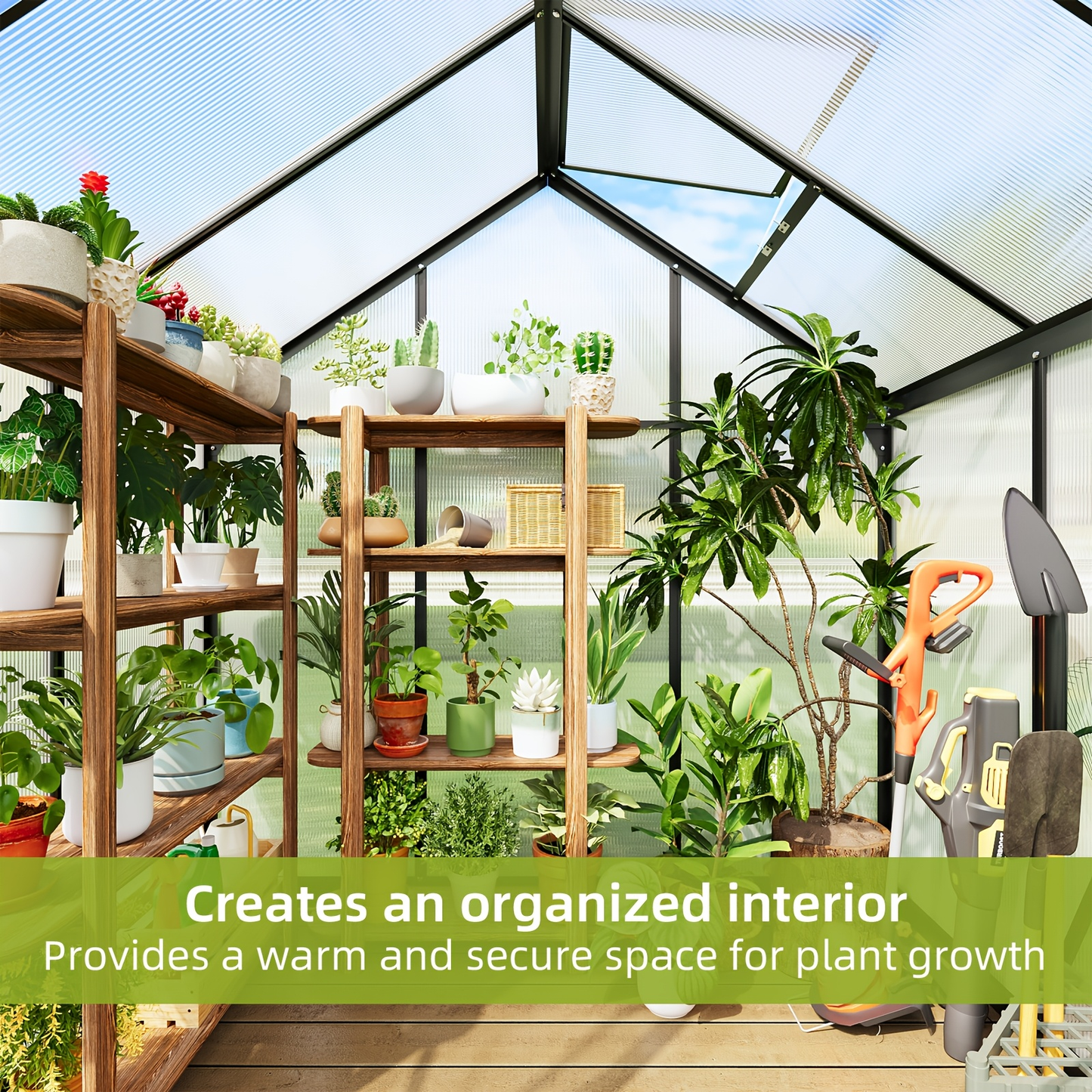Polycarbonate Greenhouse 6x4ft Walk-In with Aluminum Frame & Roof Ventilation | Durable Outdoor Garden Greenhouse Easy Assembly | Backyard Year-Round Growing