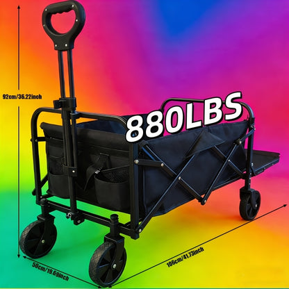 Folding Wagon Cart Heavy Duty 1100 LB Capacity Collapsible Garden Cart with Silent Swivel Wheels Tailgate for Camping Beach Picnic Shopping Outdoor
