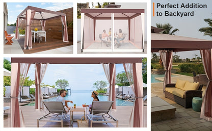 Gazebo with Mosquito Netting Steel Frame | Backyard Garden BBQ Party