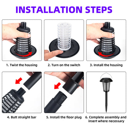 Solar Bug Zapper Outdoor Stake Light – IP44 Waterproof Solar Powered Mosquito Killer Lamp for Yard, Garden, Patio & Pathway – 2 or 4 Pack
