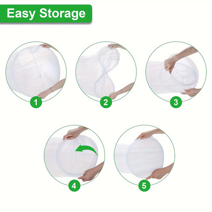 Mosquito Net Bed Canopy Dome Polyester Mesh Room Decor White