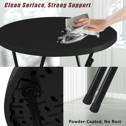 Round Folding Table 32" Bar Height Portable Plastic Top Metal Frame Lockable Legs for Parties, Commercial Events, Indoor & Outdoor Use