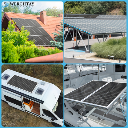 Monocrystalline Solar Panel 100W 12V 24V 24% High Efficiency EL Tested No Hot Spot Waterproof PV Module for Off-Grid Home RV Yacht Camping Farm Battery Charging Easy Install