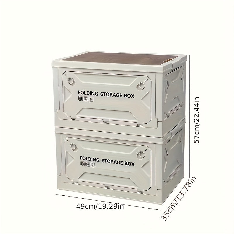 Outdoor Folding Table ABS 5-Door Storage Compartments Wooden Lid Portable Camping Table for Party, Travel, Picnic & Backyard Use