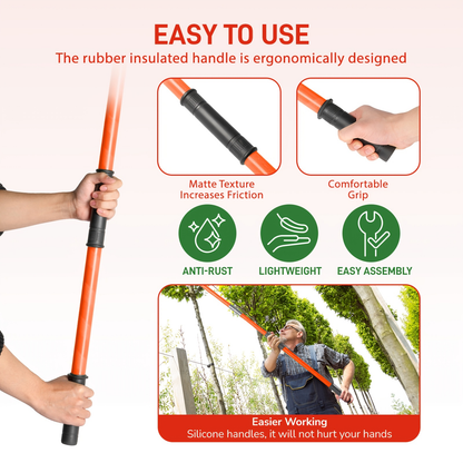26FT Manual Pole Saw with Pruner & Bag – Extendable Tree Trimmer