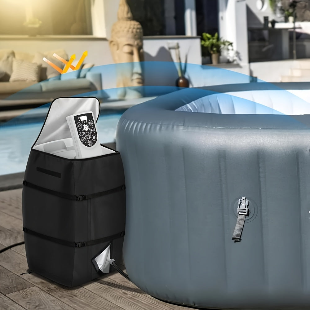 Hot Tub Pump Cover Insulated | Spa Heater Protector Outdoor Black