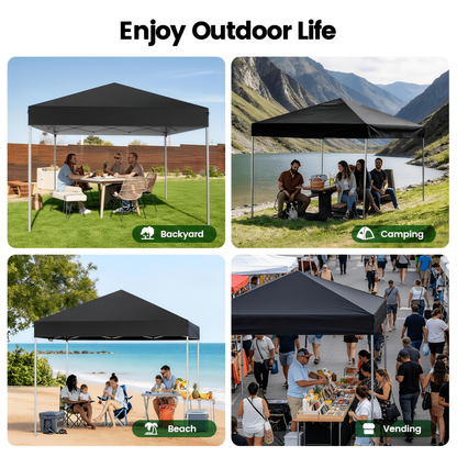 10x10 Pop Up Canopy Tent Heavy Duty 420D Oxford UPF50+ Straight Legs