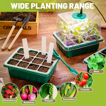 Seed Starter Kit with Grow Light LED | Indoor Mini Greenhouse Germination