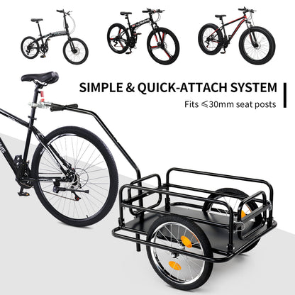Bike Cargo Trailer Foldable Heavy Duty 16-Inch Inflatable Wheels Detachable Walls Flatbed Bicycle Wagon for Groceries Luggage Pets Commuting