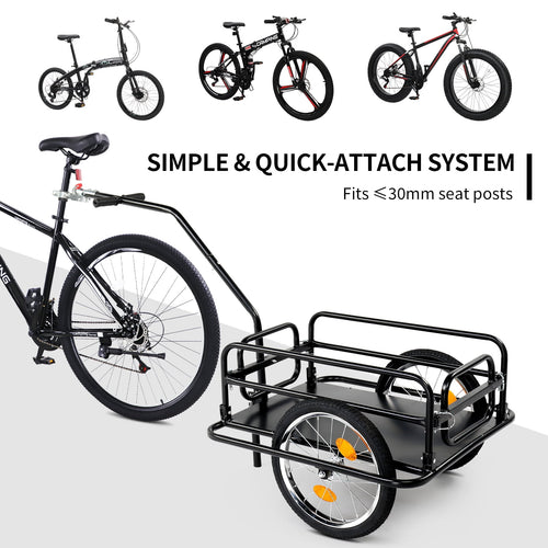 Bike Cargo Trailer Foldable Heavy Duty 16-Inch Inflatable Wheels Detachable Walls Flatbed Bicycle Wagon for Groceries Luggage Pets Commuting
