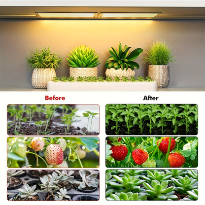Ultra-Thin Grow Light Under Cabinet Full Spectrum 10-Level Dimming | 3/9/12H Timer High Lumen Sticky & Hangable All Growth Stages | 4pcs Indoor Plants