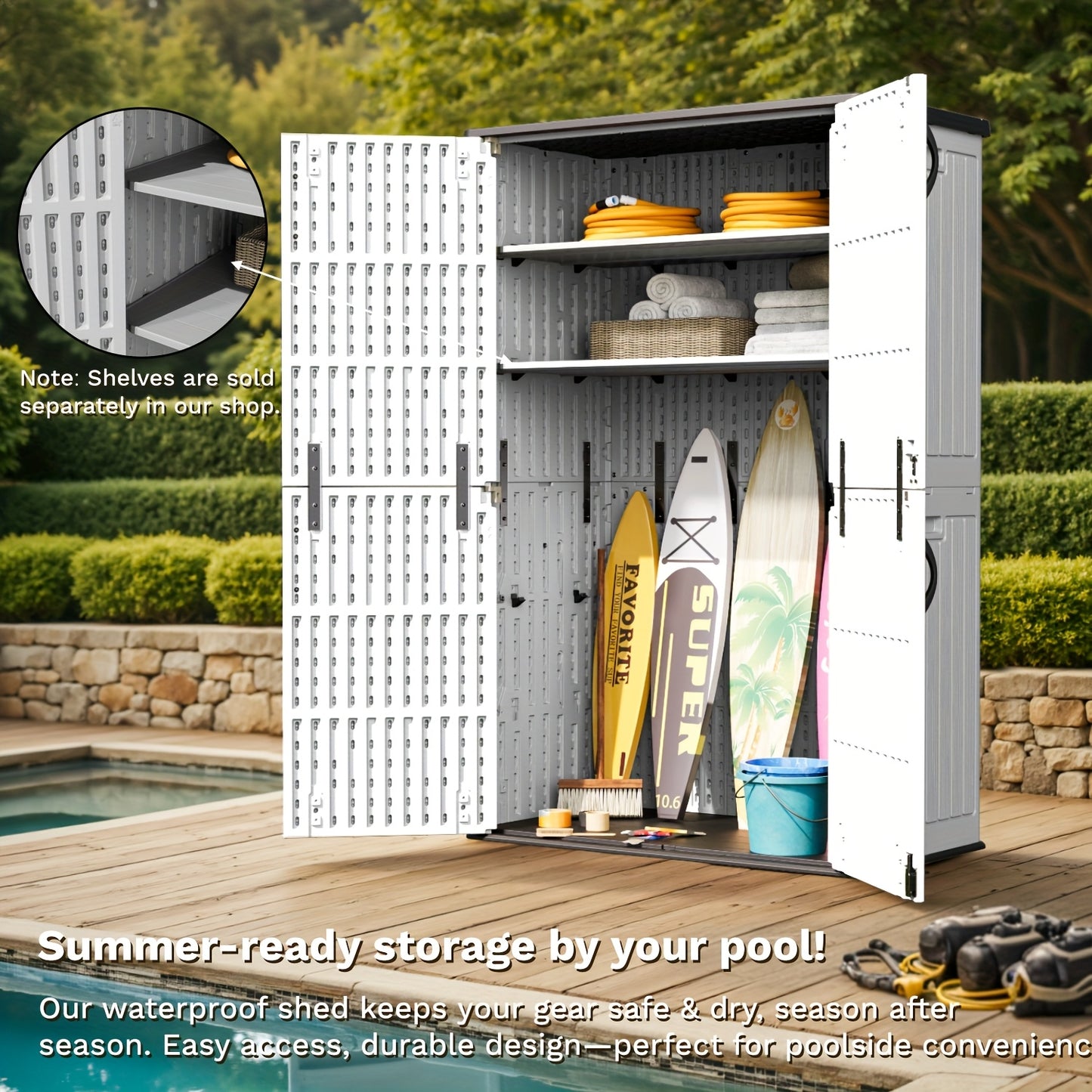 Resin Deck Box Lockable Outdoor Storage, 260 & 520 Gal