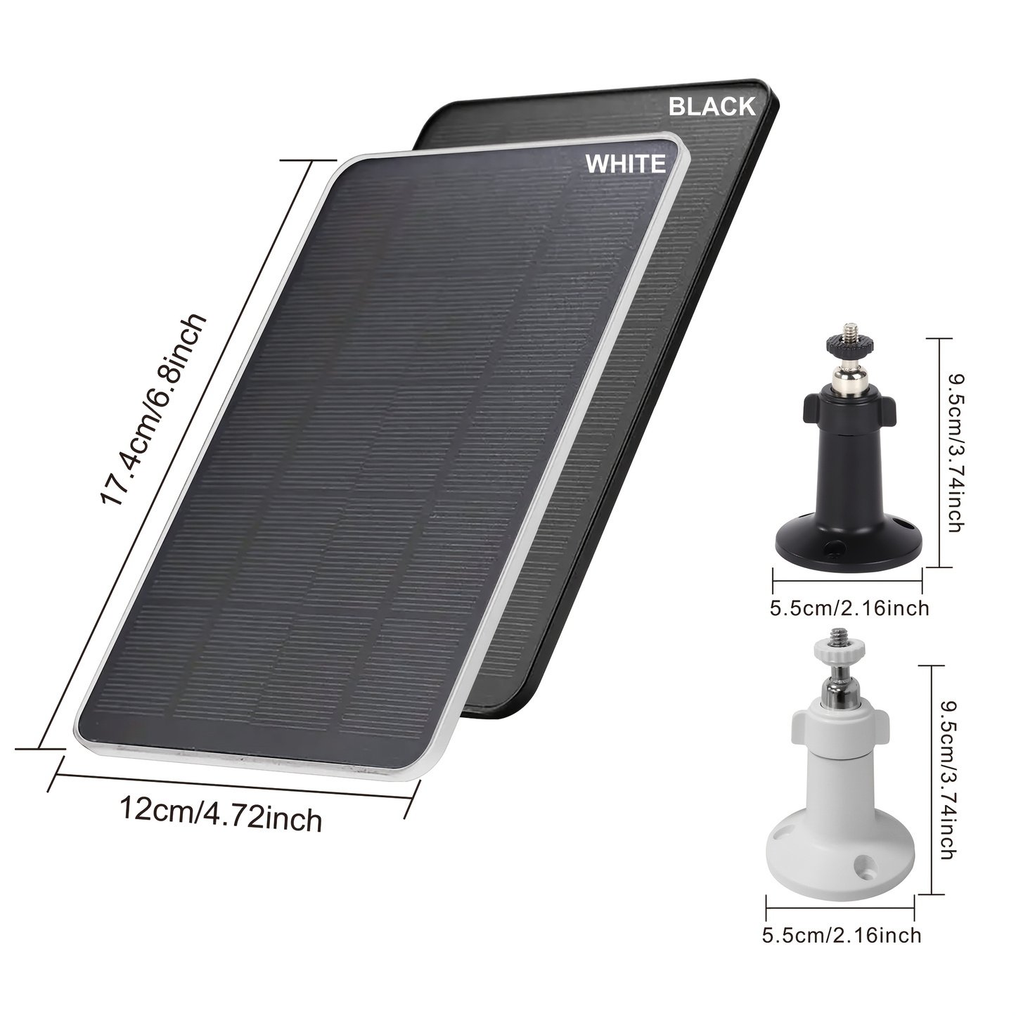 Solar Panel Charger for Security Camera 7W 360° Adjustable USB-C Micro USB Outdoor Weatherproof Continuous Charging for Doorbell Surveillance Camera Smart Light Fan 2 Pack 3 Pack