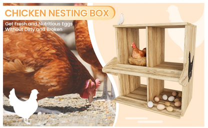 Chicken Nesting Box 6 Compartment Wooden Hen House with Perches - Floor Stand & Wall Mount Options, Durable Poultry Nesting Box for Small & Medium Chickens