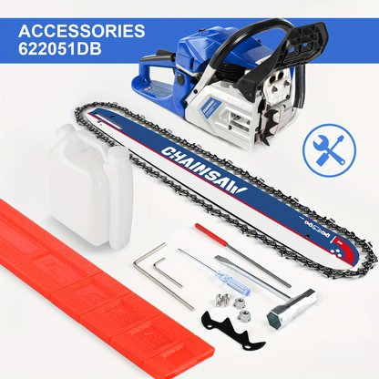 62CC Chainsaw Kit 20-Inch – 2-Stroke Gas Powered Logging Saw with Tool Kit, Oil Can & Bar Cover, Anti-Vibration Handle