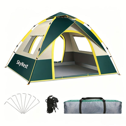 Instant Setup Camping Tent 1-4 Person All Season Dual Door Windproof